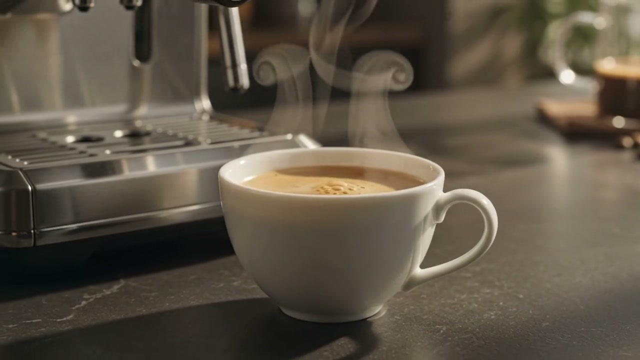 Extracción de espresso en taza de cerámica